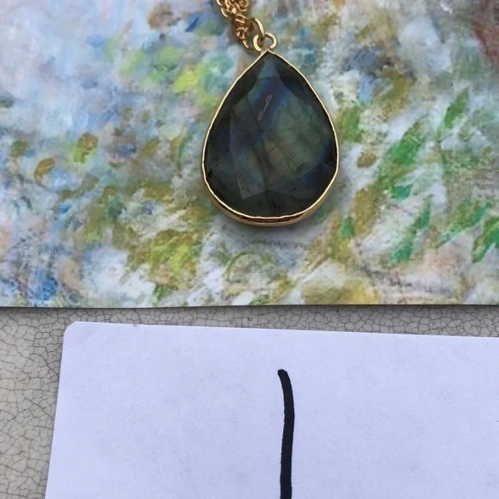 RESTOCKED! Labradorite Nebula 14K GP Boho Necklace Green/Blue Gemstone Handmade